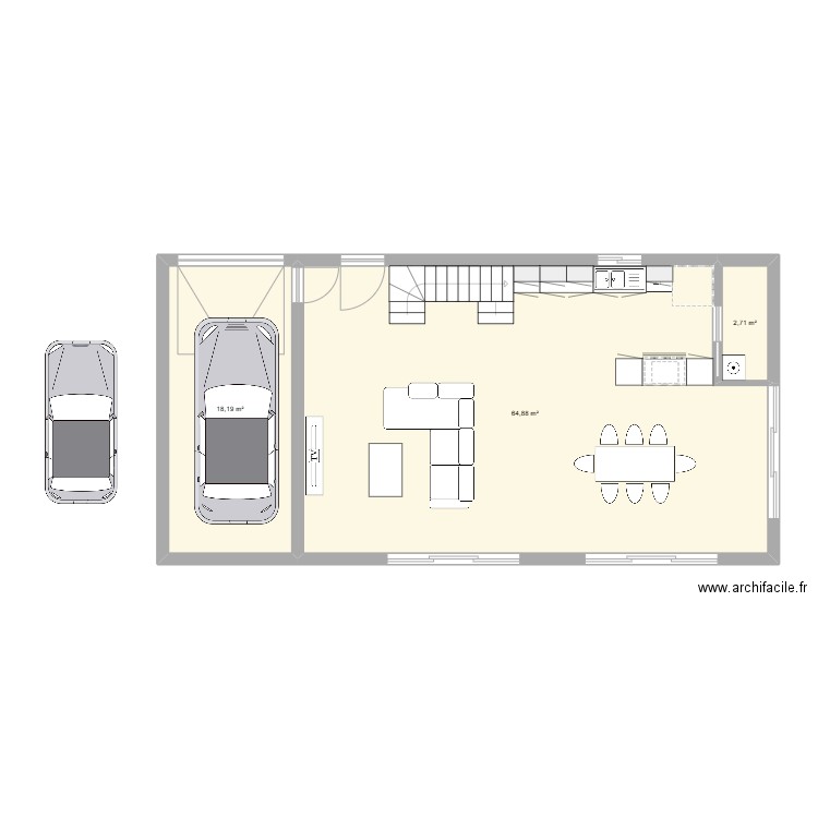 Maison. Plan de 3 pièces et 86 m2