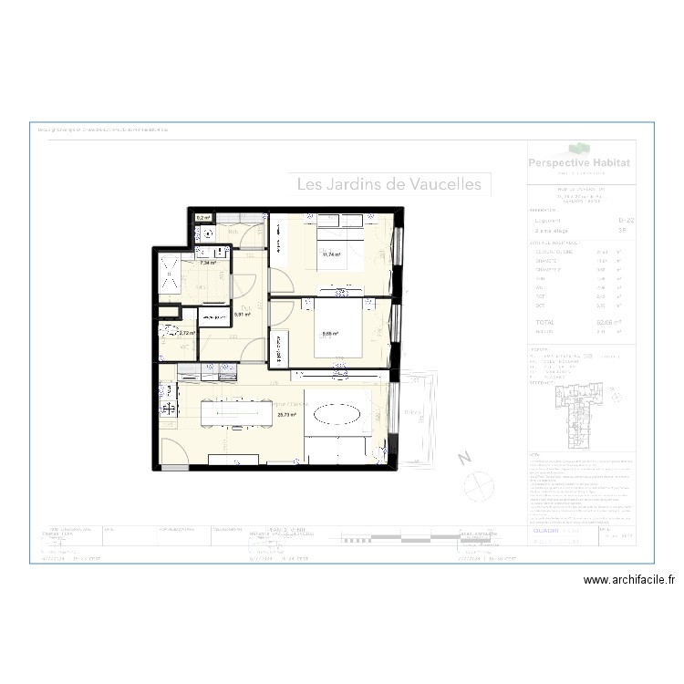 APPART THOMAS 3. Plan de 7 pièces et 63 m2