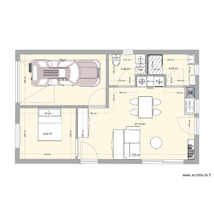 Hangar3. Plan de 5 pièces et 59 m2