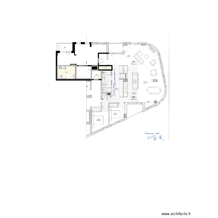 601. Plan de 4 pièces et 12 m2