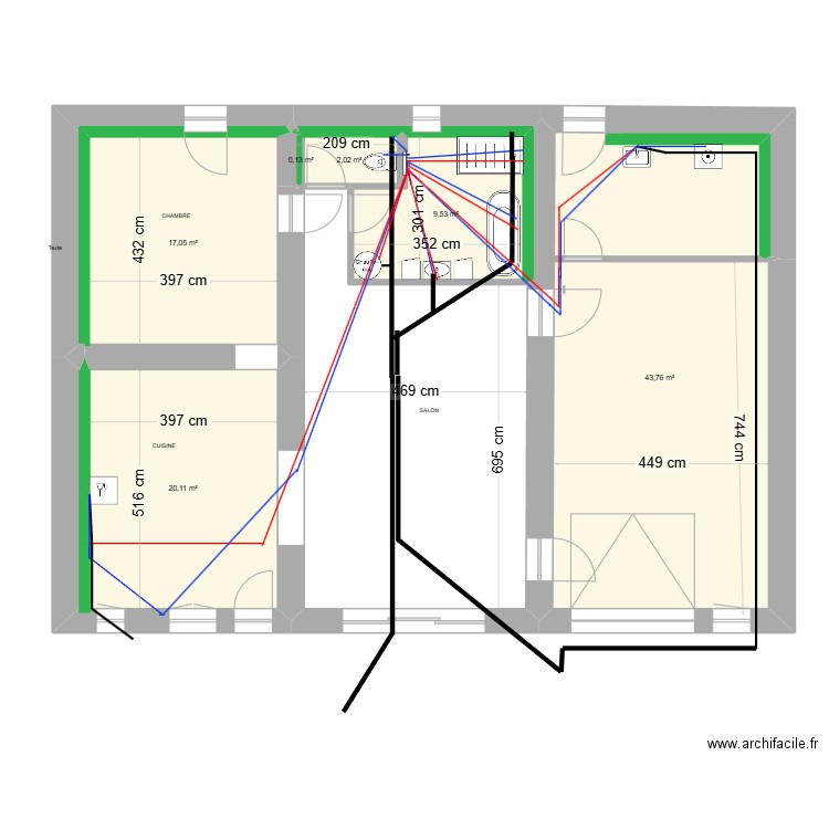 sdb 5. Plan de 6 pièces et 93 m2