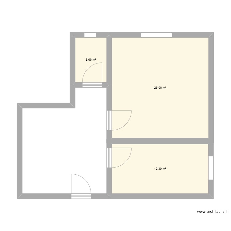 cabinet . Plan de 3 pièces et 41 m2