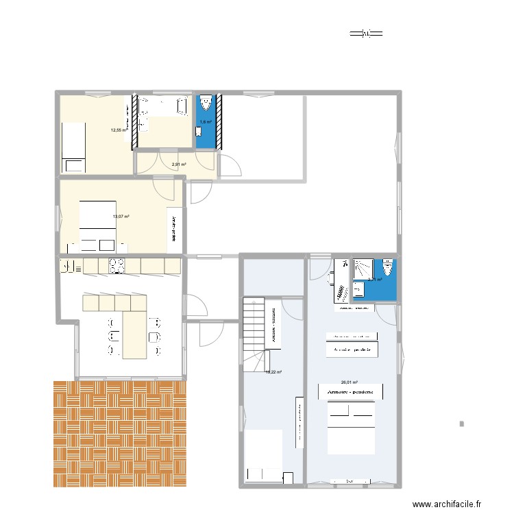 plan hésingue nouveau escalier. Plan de 7 pièces et 78 m2