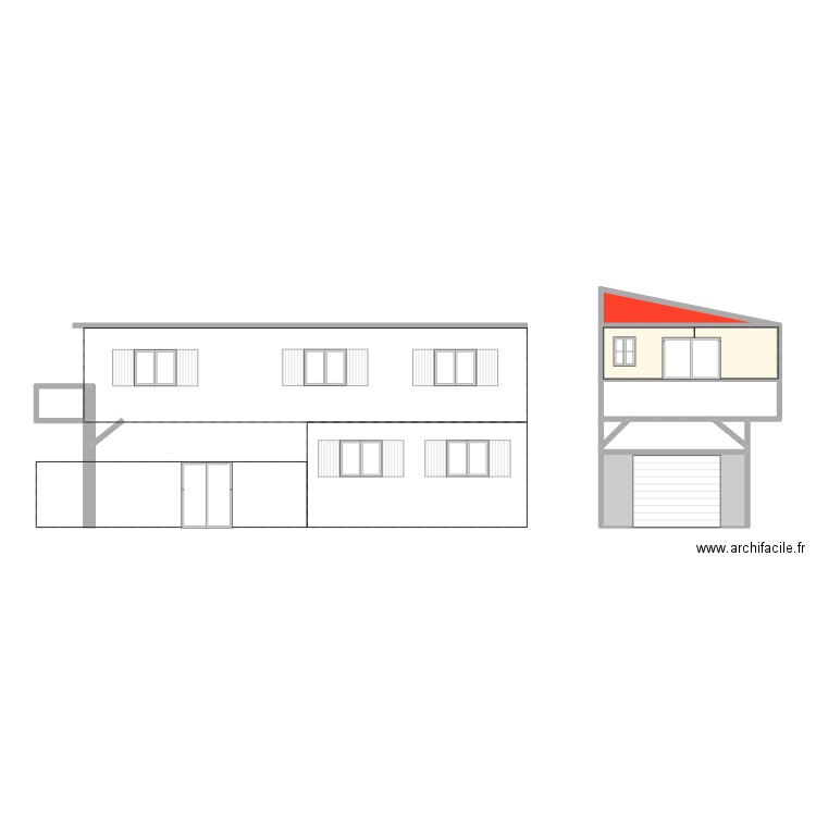 Façade 1. Plan de 8 pièces et 26 m2