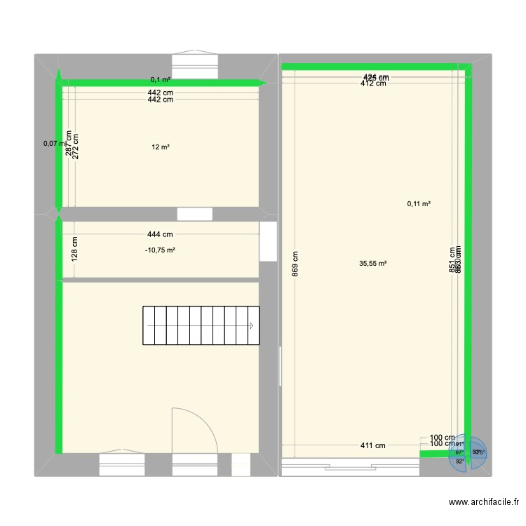 Maison 2 . Plan de 2 pièces et 39 m2