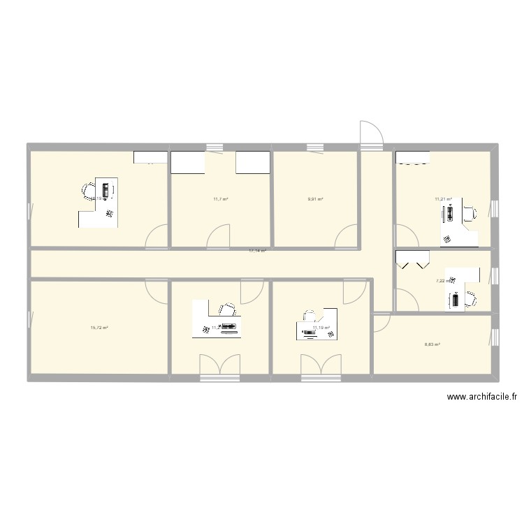 physical packettracer. Plan de 10 pièces et 120 m2