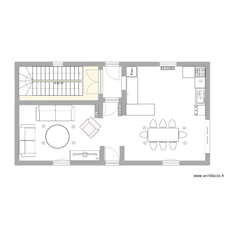 maison projet bas. Plan de 1 pièce et 9 m2