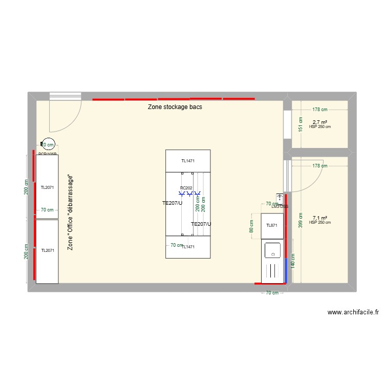 RAAL ETAGE +1  - Inox. Plan de 3 pièces et 54 m2