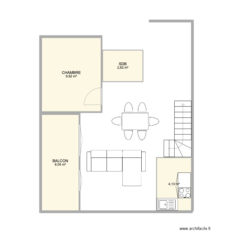 EMERAINVILLE. Plan de 4 pièces et 25 m2