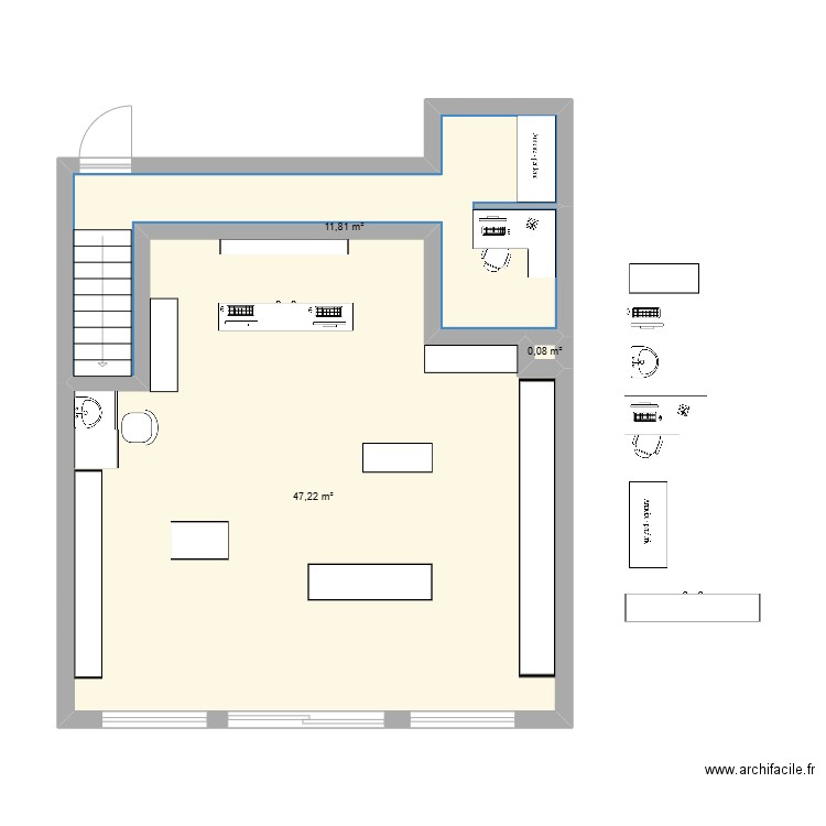 Tiffany Charles. Plan de 3 pièces et 59 m2