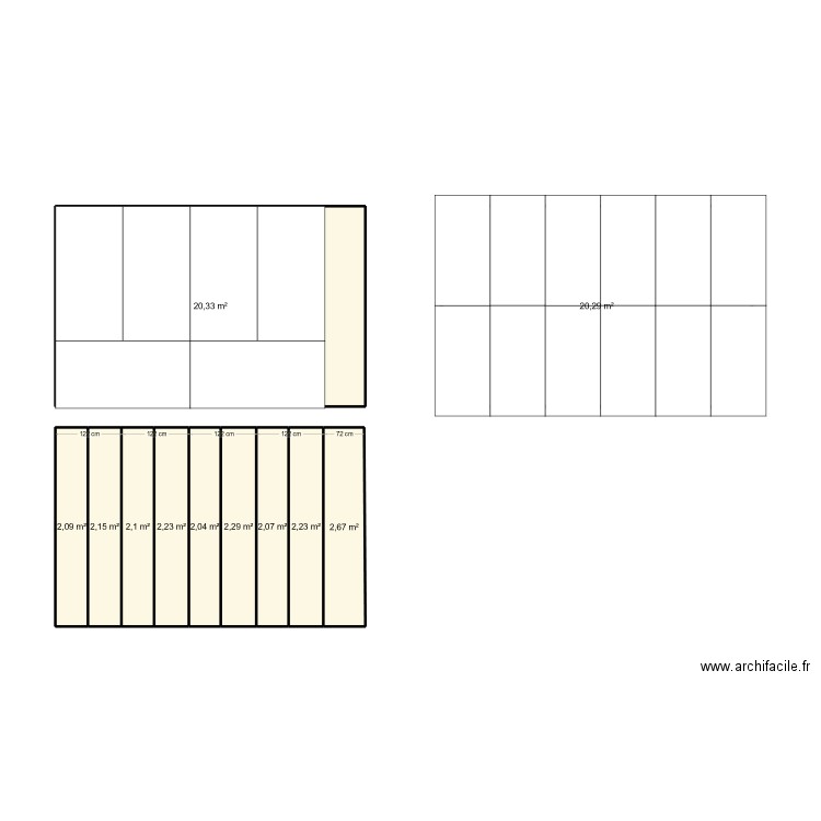 pergolas. Plan de 11 pièces et 60 m2