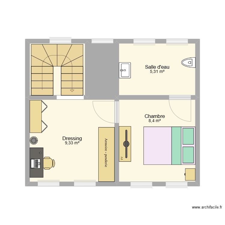 Embourg 2ème avec meubles. Plan de 5 pièces et 29 m2