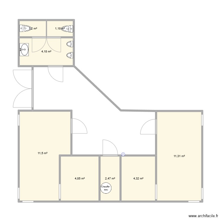 Logis. Plan de 8 pièces et 41 m2