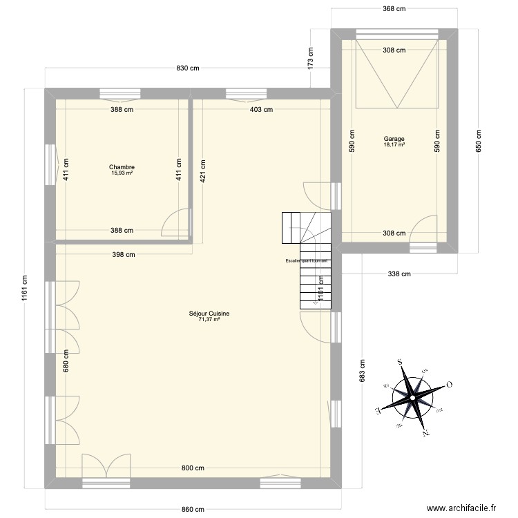 koch Ciboure. Plan de 3 pièces et 105 m2