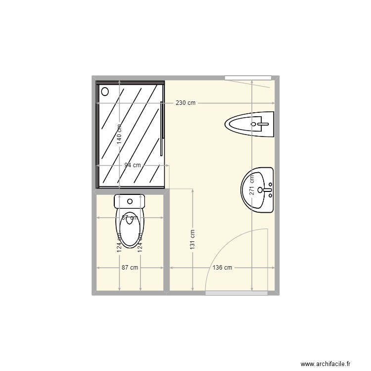 SDB M. gir bien chez moi. Plan de 2 pièces et 6 m2