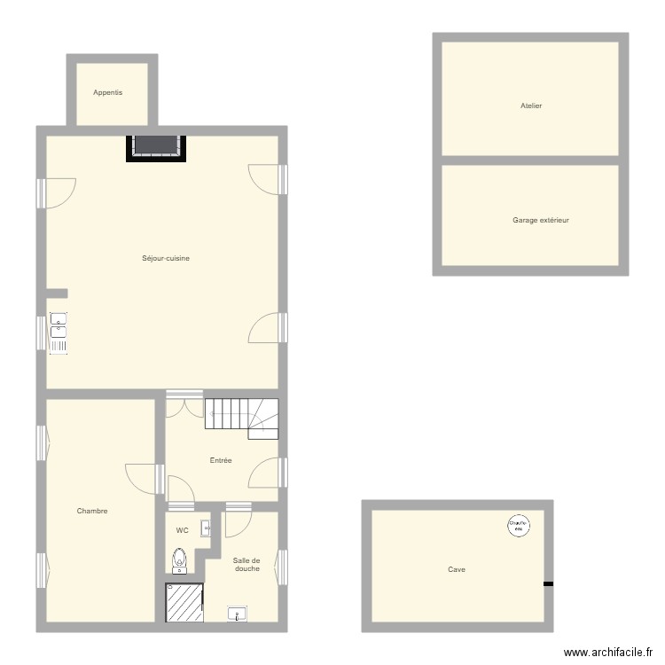 THIBAULT RDC . Plan de 9 pièces et 120 m2