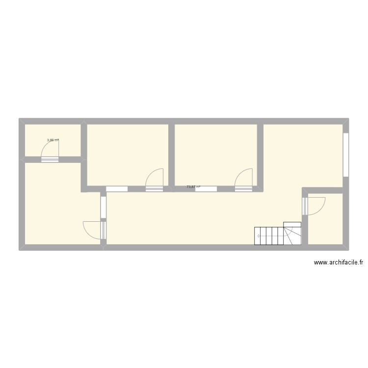 casa2. Plan de 2 pièces et 78 m2