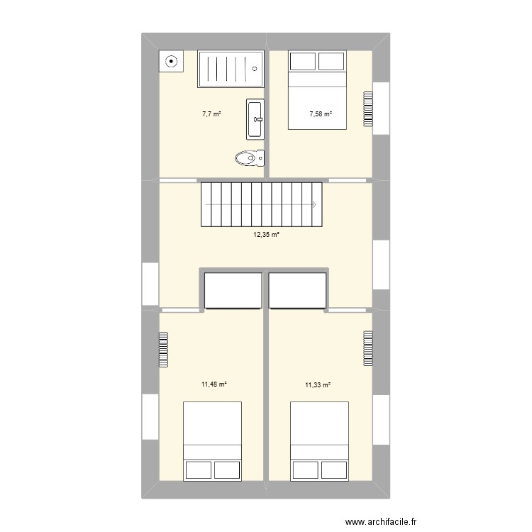 Plan final 1. Plan de 5 pièces et 50 m2