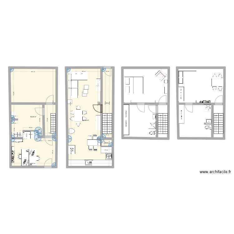 Camille meublé. Plan de 3 pièces et 94 m2