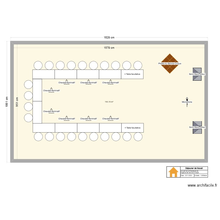 Déjeuner de travail - DRAJES CRAJEP. Plan de 1 pièce et 150 m2