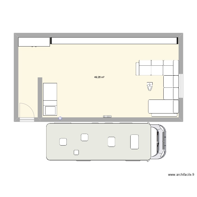 Test. Plan de 1 pièce et 49 m2