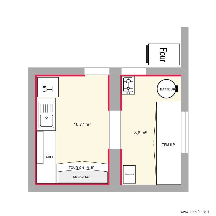 LABO PATISSERIE CARTONNET. Plan de 2 pièces et 20 m2