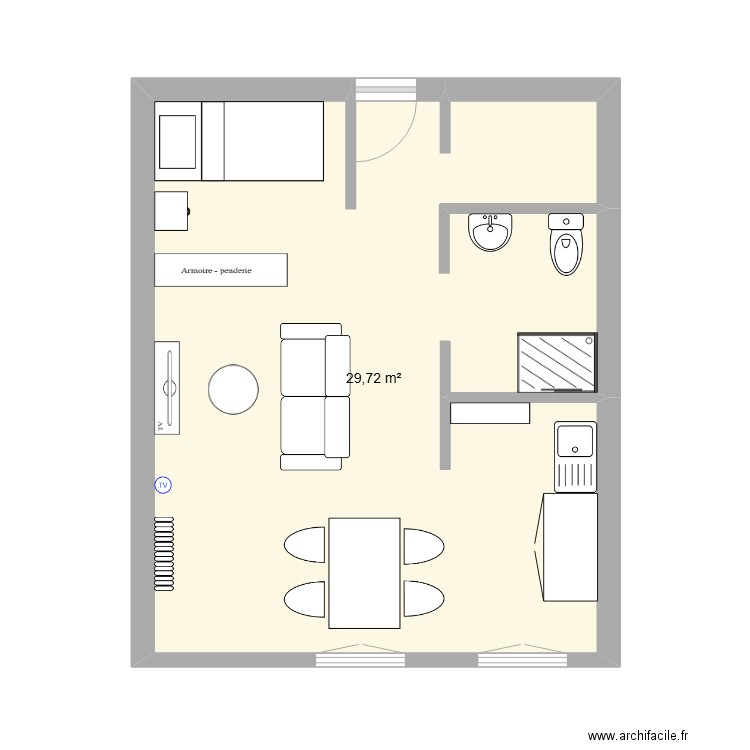 Logement 73. Plan de 1 pièce et 30 m2