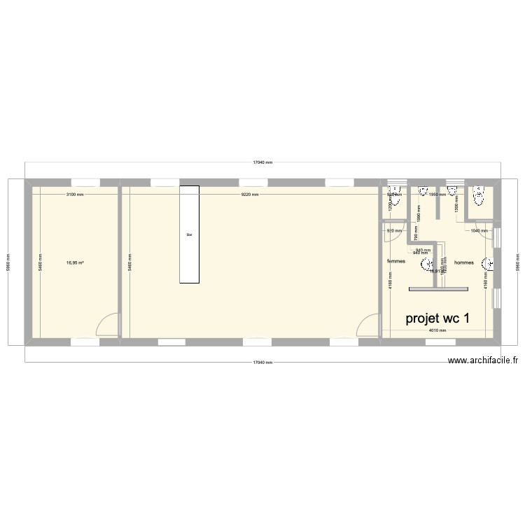 club house wc 1. Plan de 5 pièces et 88 m2