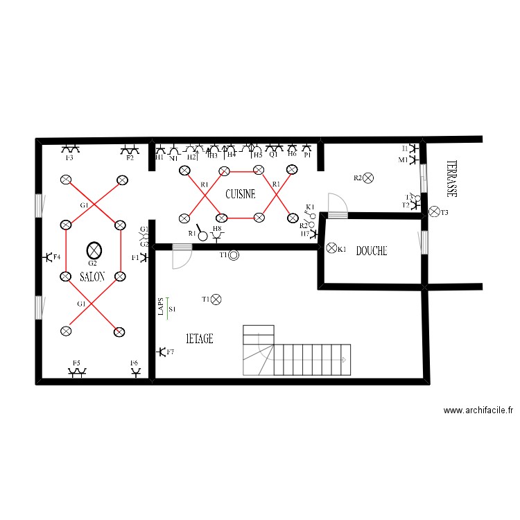 D2k. Plan de 3 pièces et 59 m2