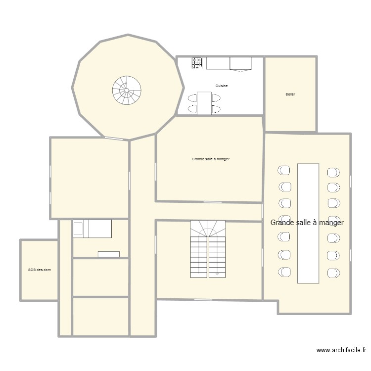 Manoir Gao. Plan de 13 pièces et 173 m2