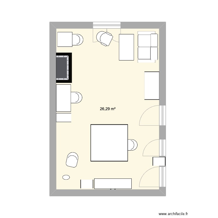 Studio Oullins. Plan de 1 pièce et 26 m2