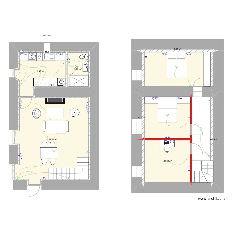 Goajoulin 1. Plan de 21 pièces et 148 m2