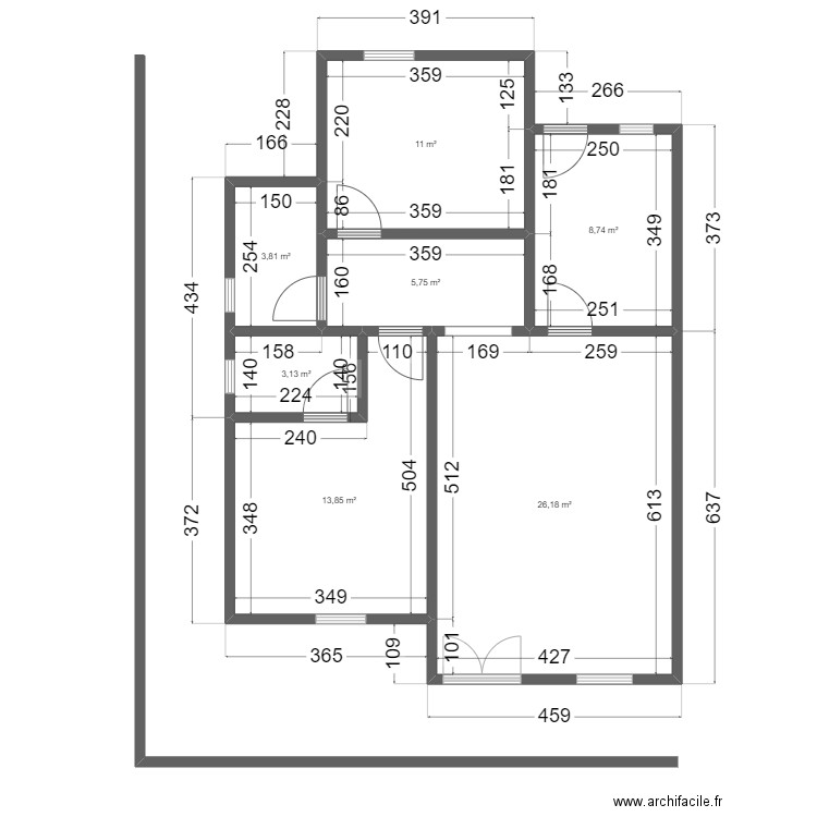 Option 2. Plan de 7 pièces et 72 m2