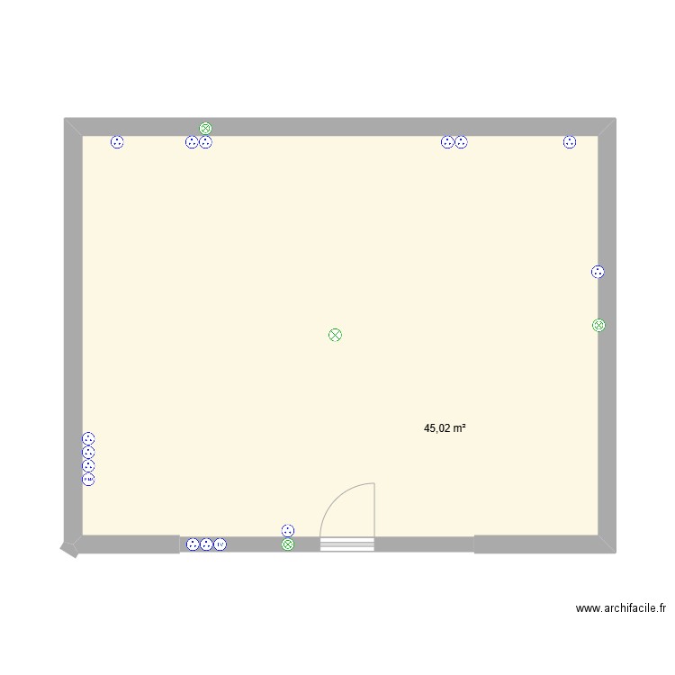 CHAMBRE. Plan de 1 pièce et 45 m2