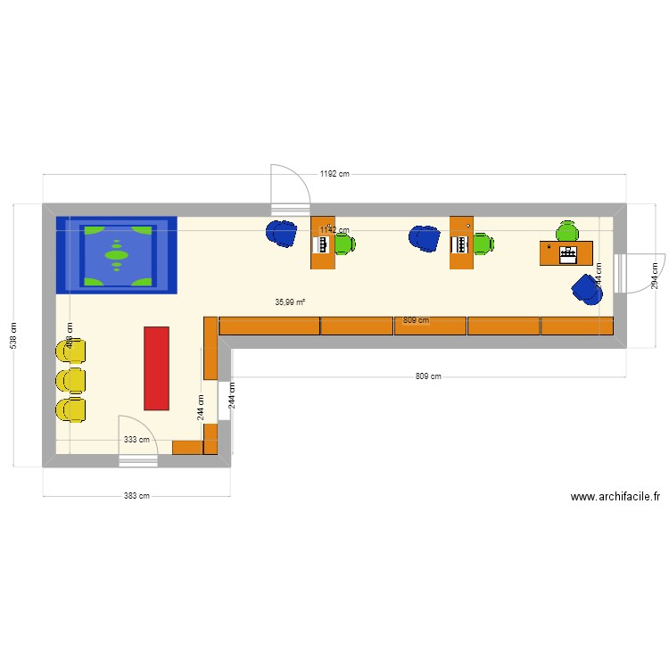 PETITE ENFANCE oct 2024. Plan de 1 pièce et 36 m2