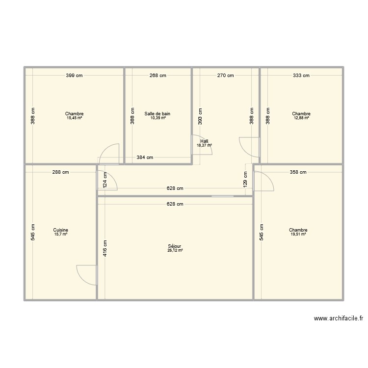 Etage 1. Plan de 7 pièces et 118 m2