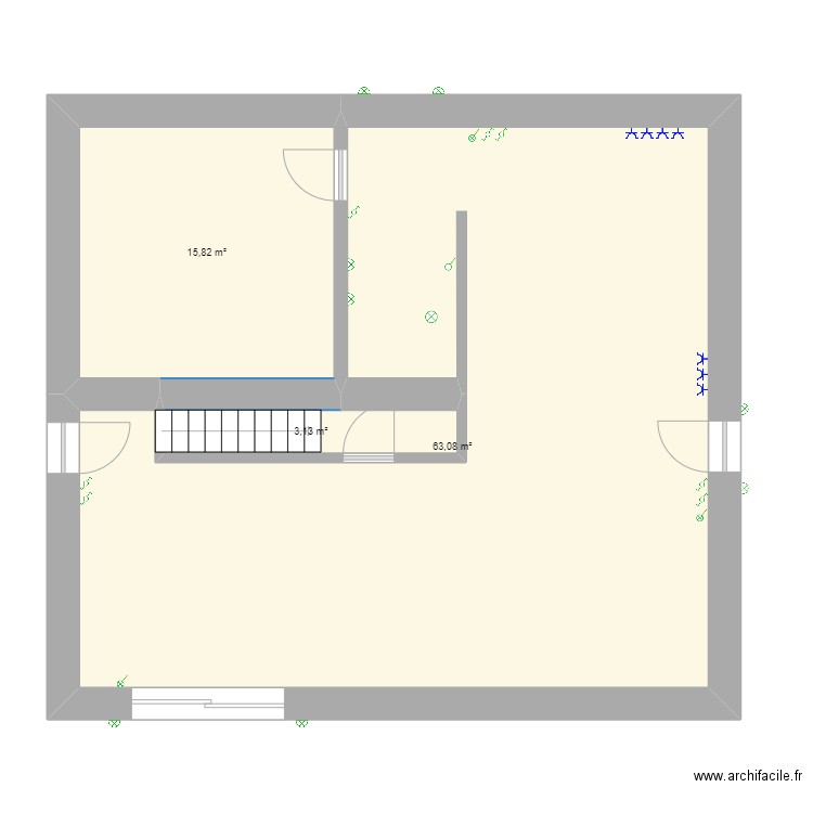 Maison . Plan de 3 pièces et 82 m2