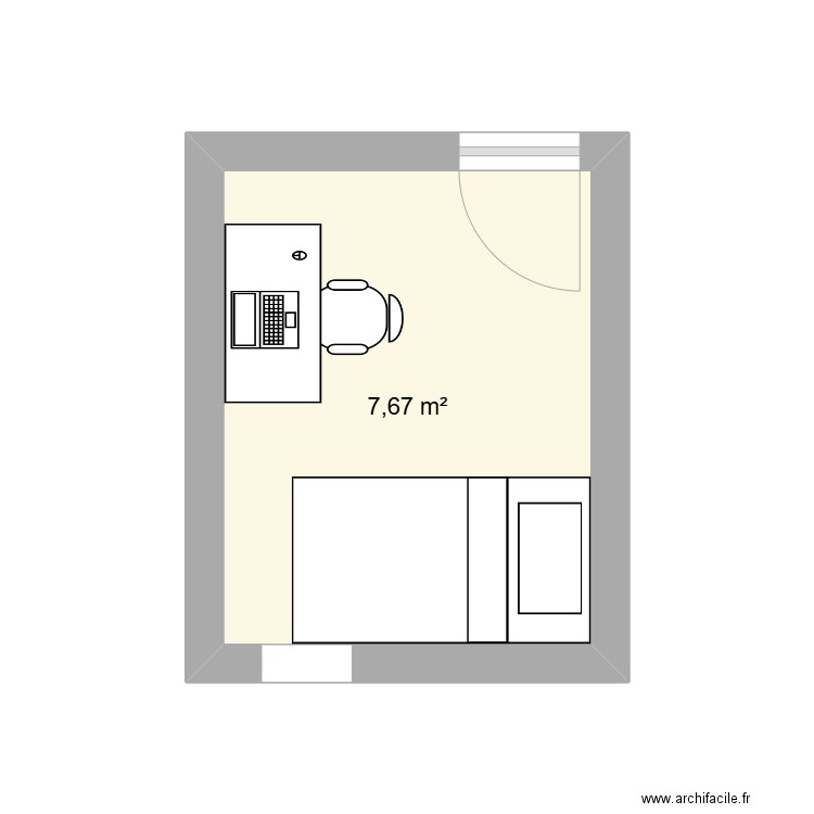 Chambre Antoine. Plan de 1 pièce et 8 m2