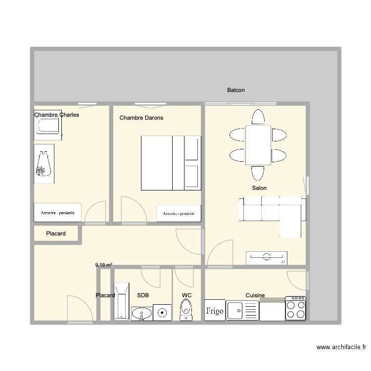 nouvel appart. Plan de 10 pièces et 77 m2