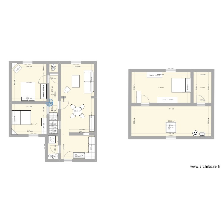 Rdc initial. Plan de 10 pièces et 109 m2