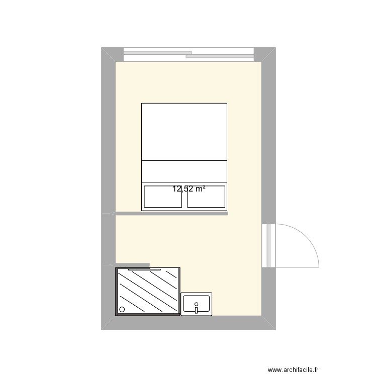 Chambre parentale. Plan de 1 pièce et 13 m2