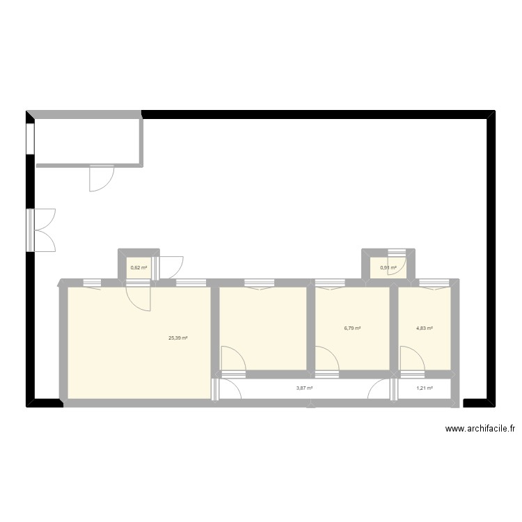 plan. Plan de 7 pièces et 44 m2