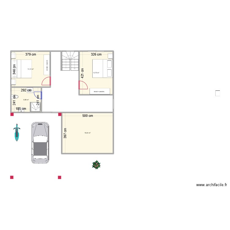 plan champaa toiture. Plan de 4 pièces et 54 m2