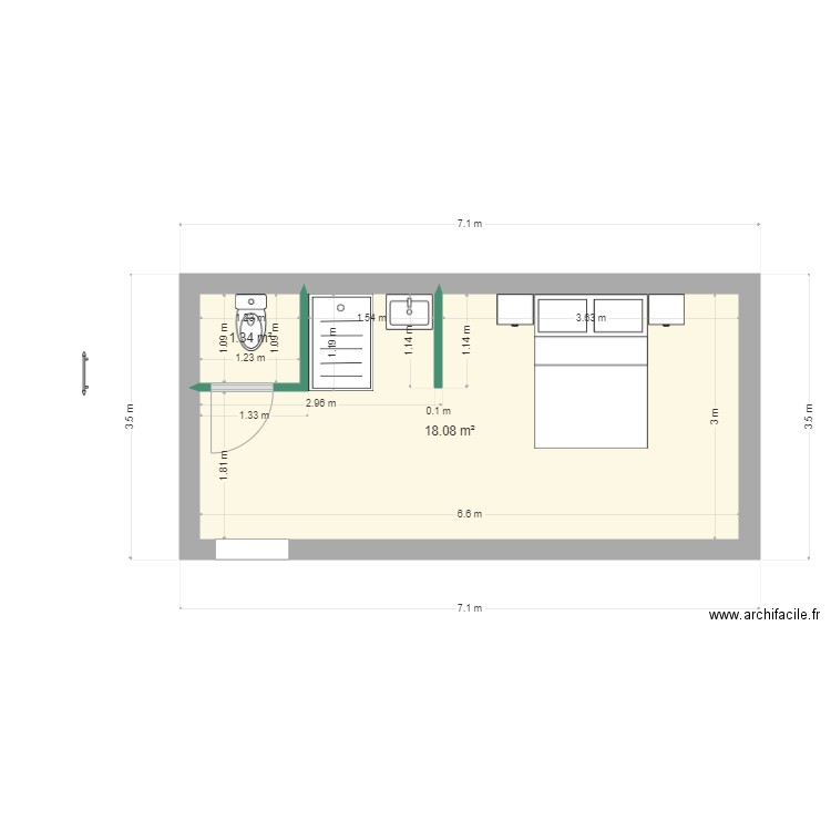 gauthier ponsat 3. Plan de 2 pièces et 19 m2