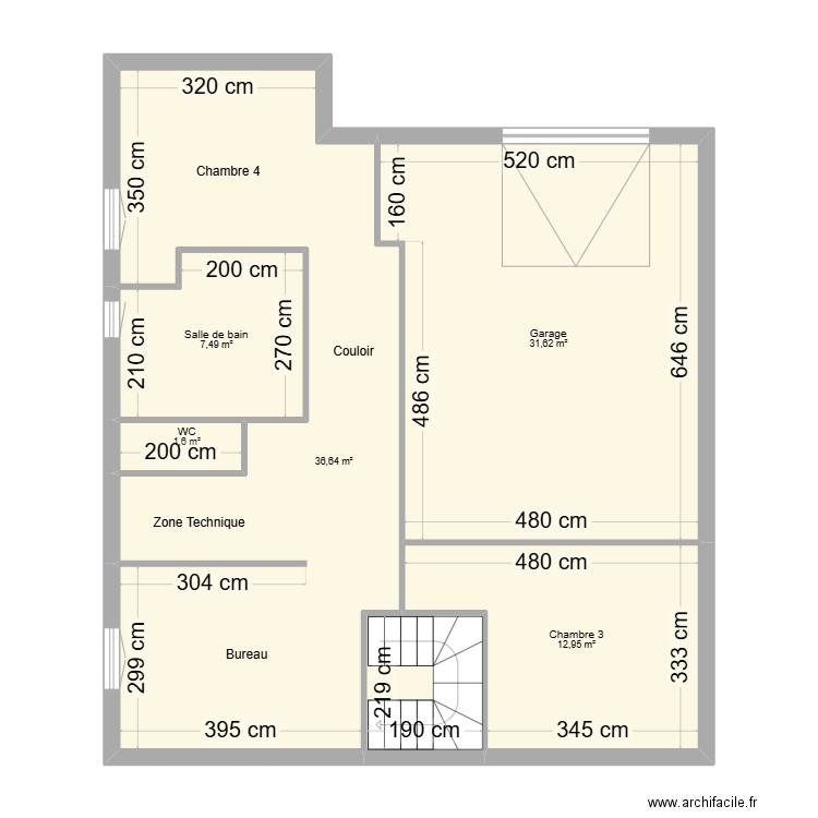 CAZELLE RDC. Plan de 6 pièces et 94 m2