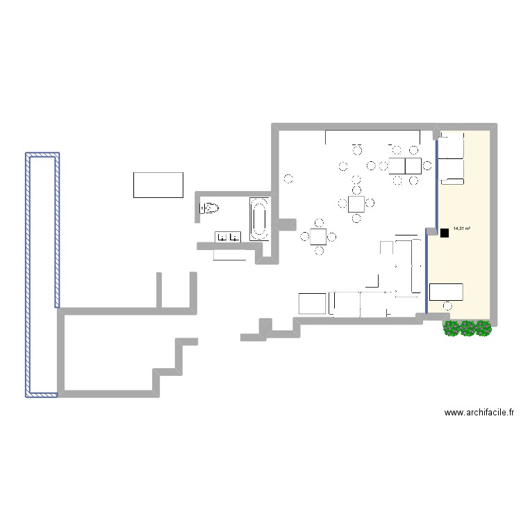 Shangri La B10 Droite Portal 3. Plan de 1 pièce et 14 m2