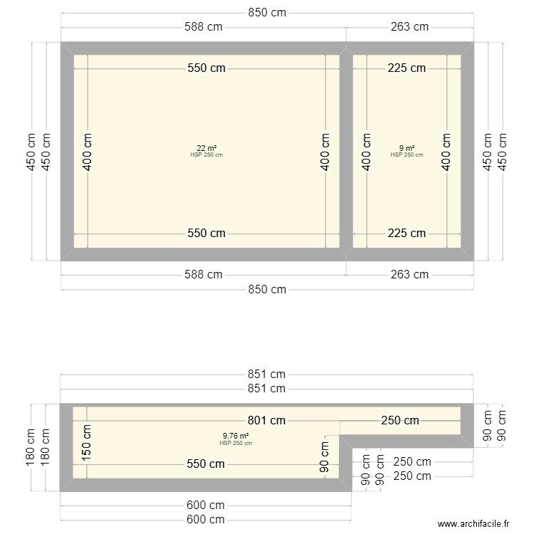 piscine. Plan de 3 pièces et 41 m2