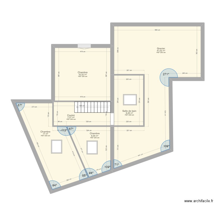 Blondin ETA. Plan de 6 pièces et 99 m2