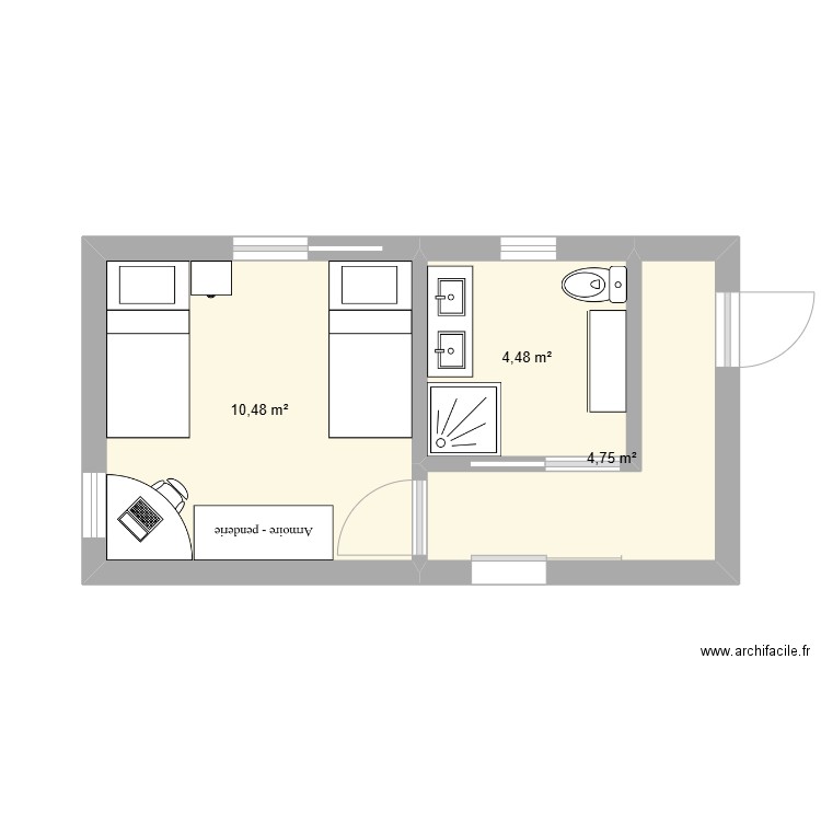 plan 2. Plan de 3 pièces et 20 m2