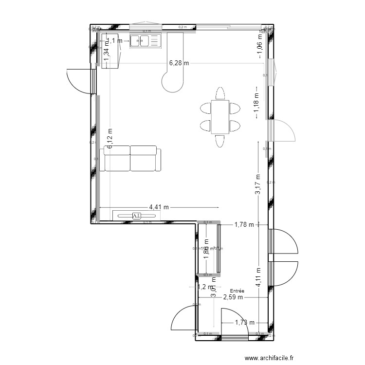 ERSTEIN LOT 2 /2 PIECE DE VIE ENTREE. Plan de 3 pièces et 1 m2